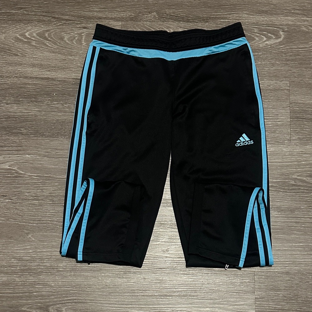 Adidas Black Joggers with Blue Accents